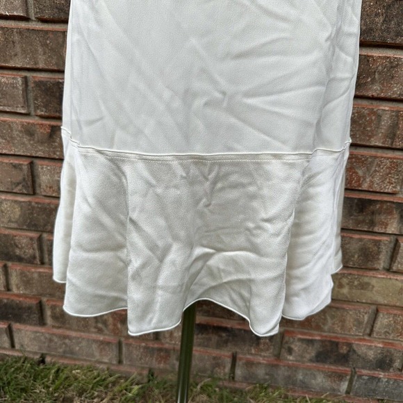 Theory Womens Dress Size 10 Warm Ivory Kensington Flirty Flare Low Back Designer - Picture 10 of 11
